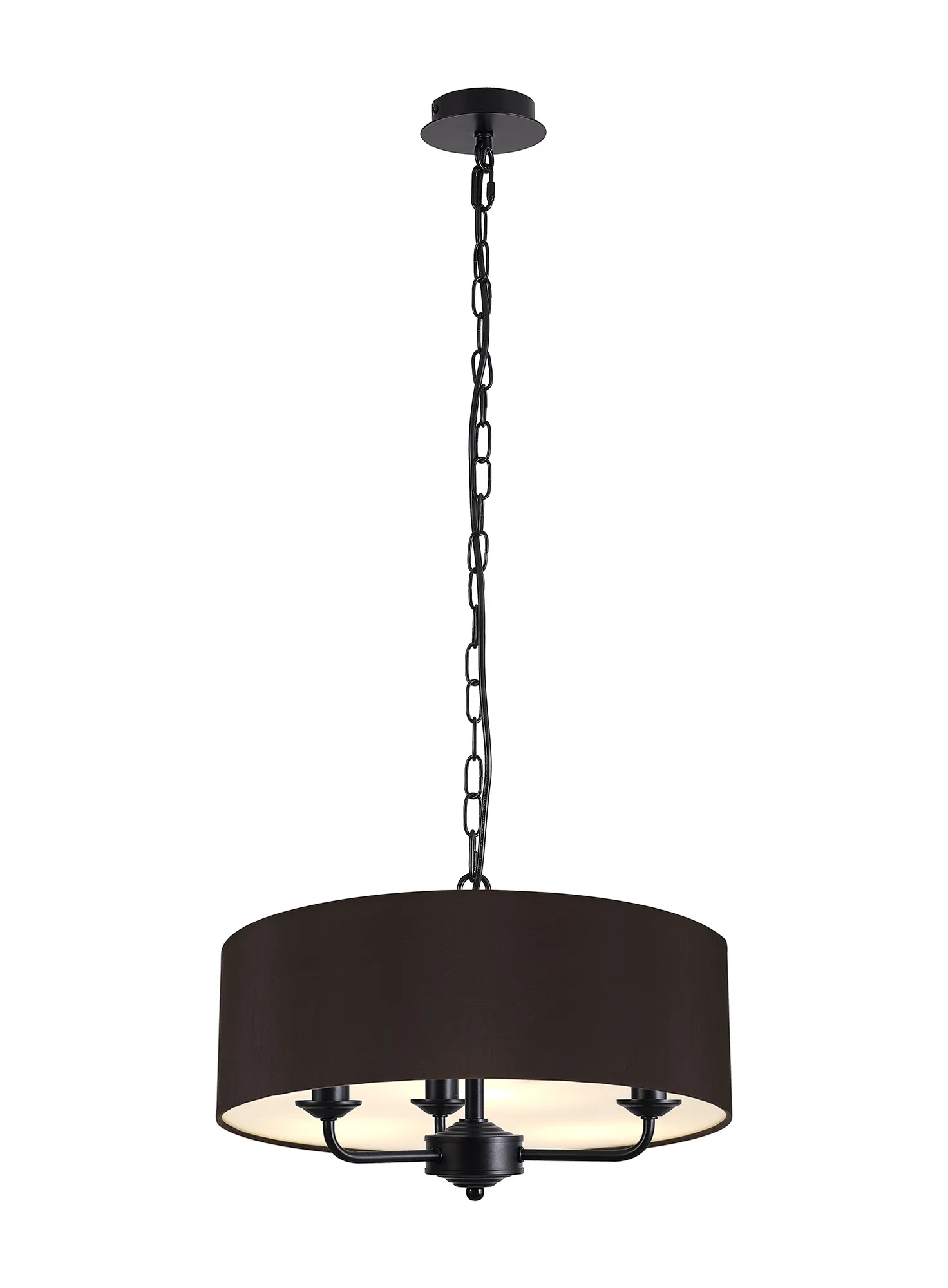 DK1013  Banyan 45cm 3 Light Pendant Matt Black; Black